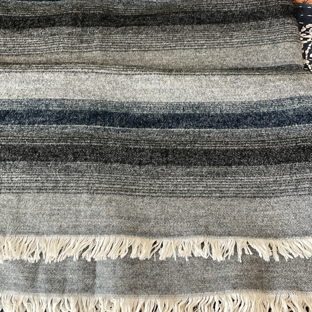 Grey and blues throw blanket